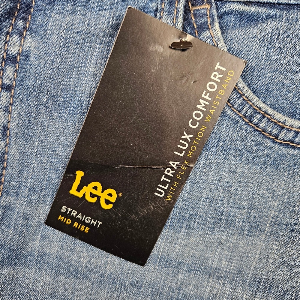 Lee Flex Motion Straight Leg Mid Rise Jeans Womens 14 LONG Ultra Lux Comfort NEW - Picture 4 of 12